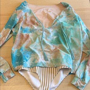 Seea Beige and Blue Swimsuit